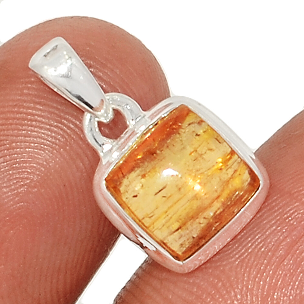 Natural Cabochon Imperial Topaz – Brazil 925 Silver Pendant Jewelry CP63845