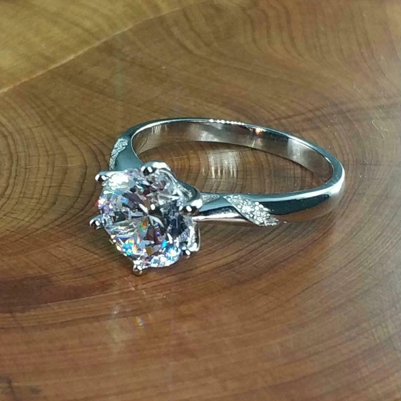 2.00Ct Round Natural Diamond Solid 14K White Gold Luxurious Engagement Ring