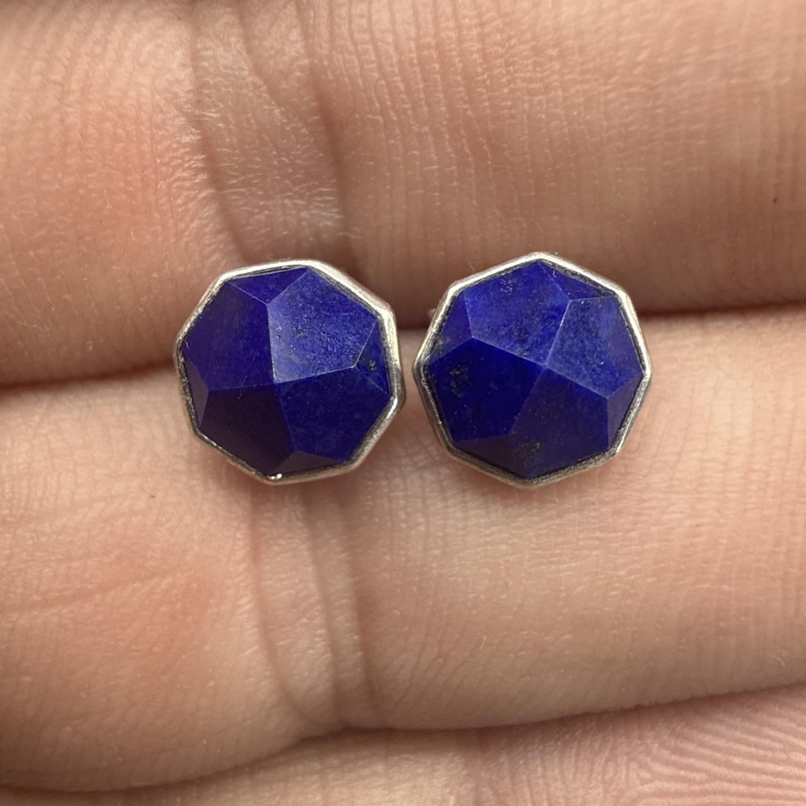 SILPADA 925 STERLING SILVER MATTE LAPIS LAZULI STUD EARRINGS – 1.3g
