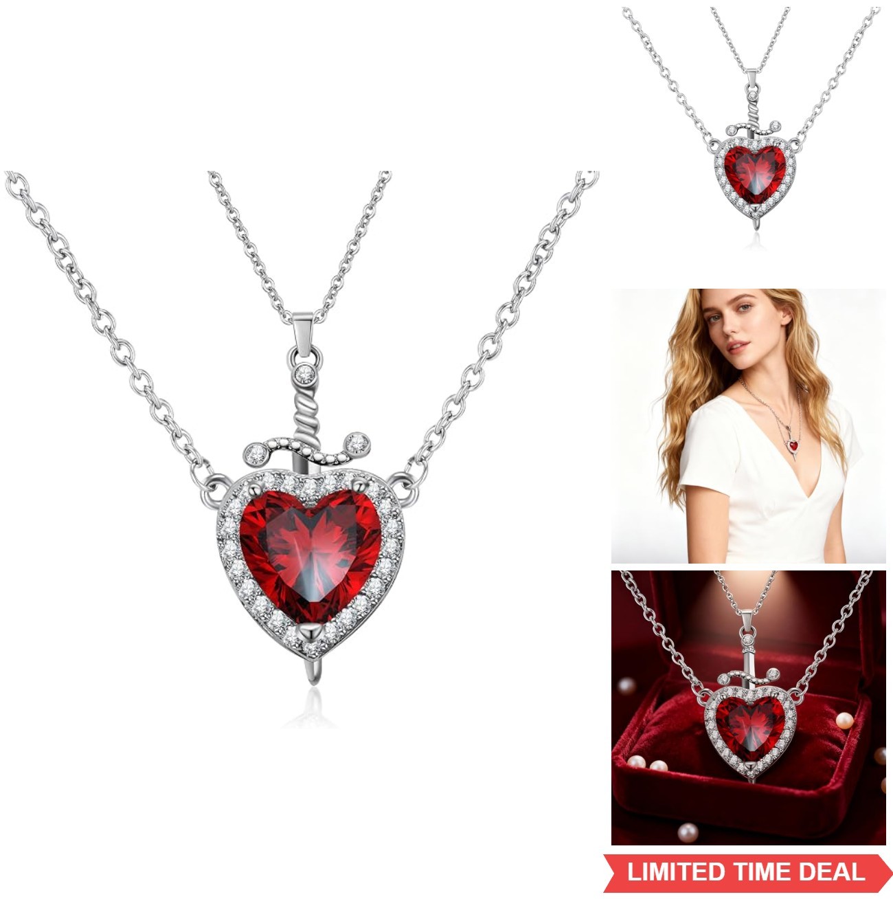Matching Necklace for Couples 14K Gold One Size, 02-Gold White Heart