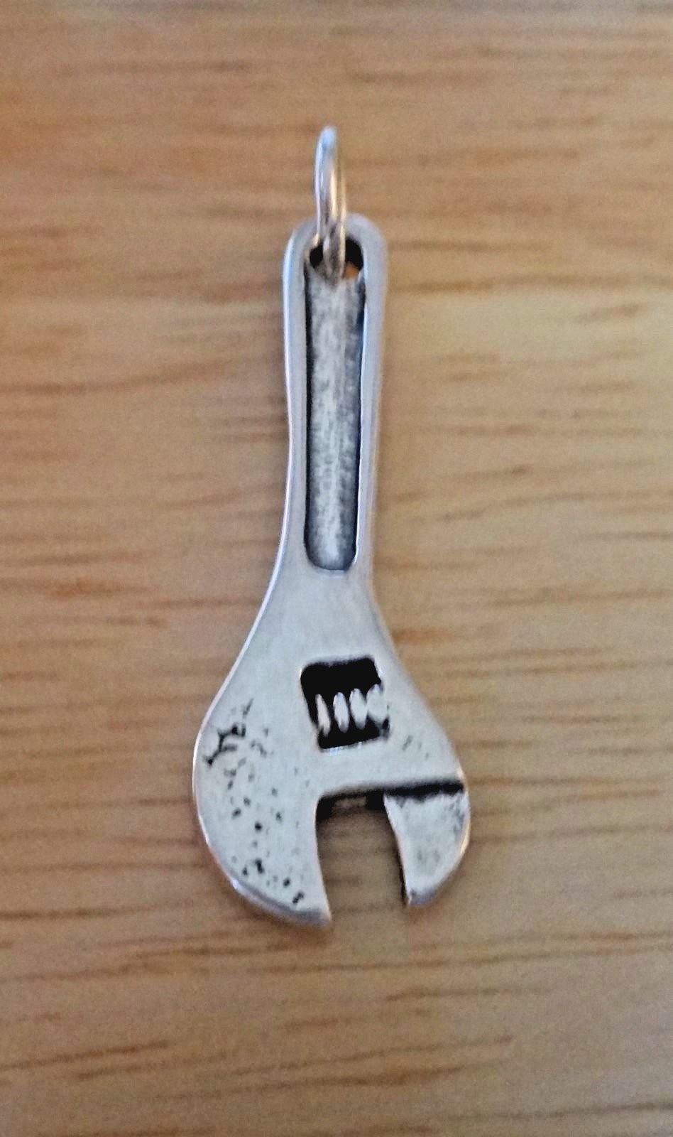 Sterling Silver 3D 34x11mm Wrench Tool Equipment Charm!