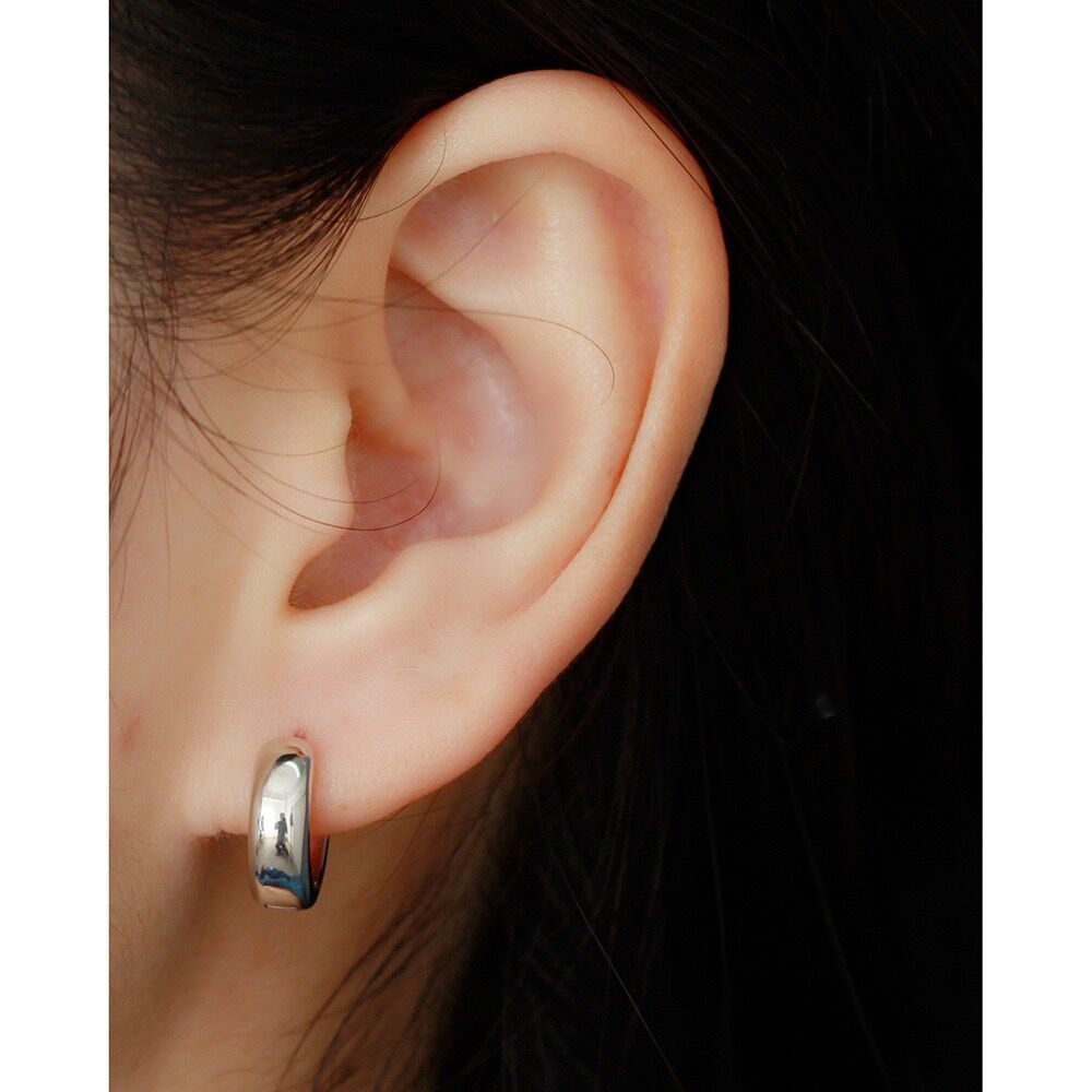12mm Real s925 Sterling Silver Solid Classic Thick Hoop Huggie Clip Earring