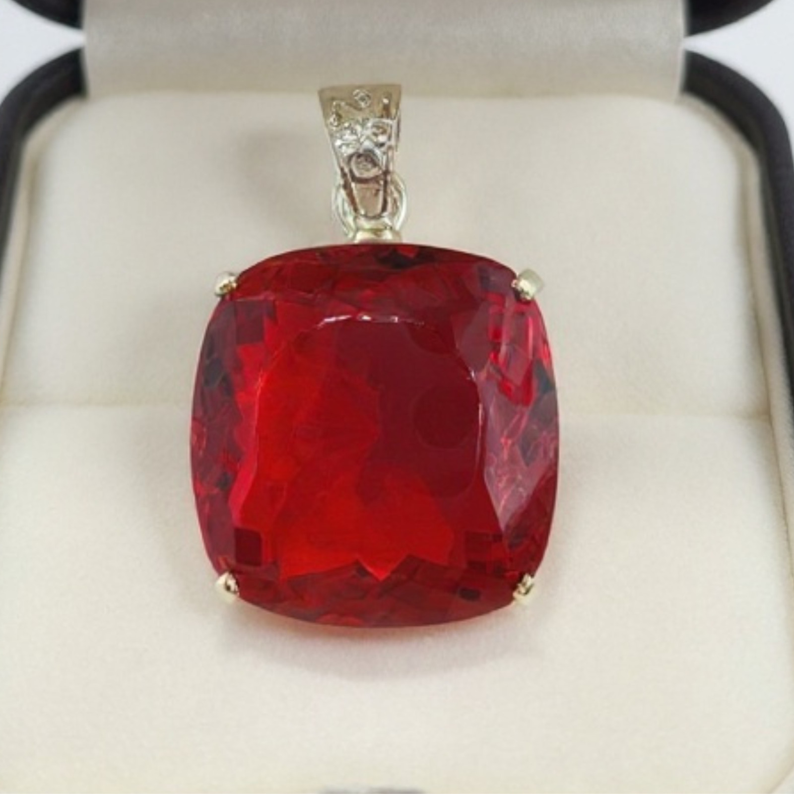 Cushion Cut Red Ruby Pendant | 90–100ct Natural Gemstone I With Free Chain Gift