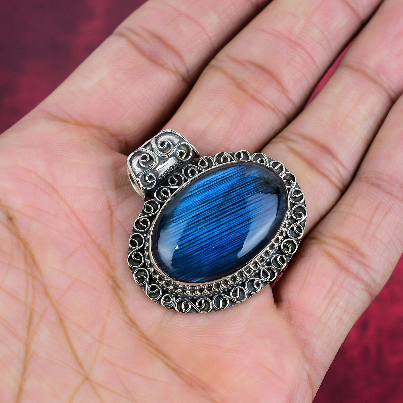 Labradorite Balancing Gemstone Handmade 925 Sterling Silver Pendant Jewelry