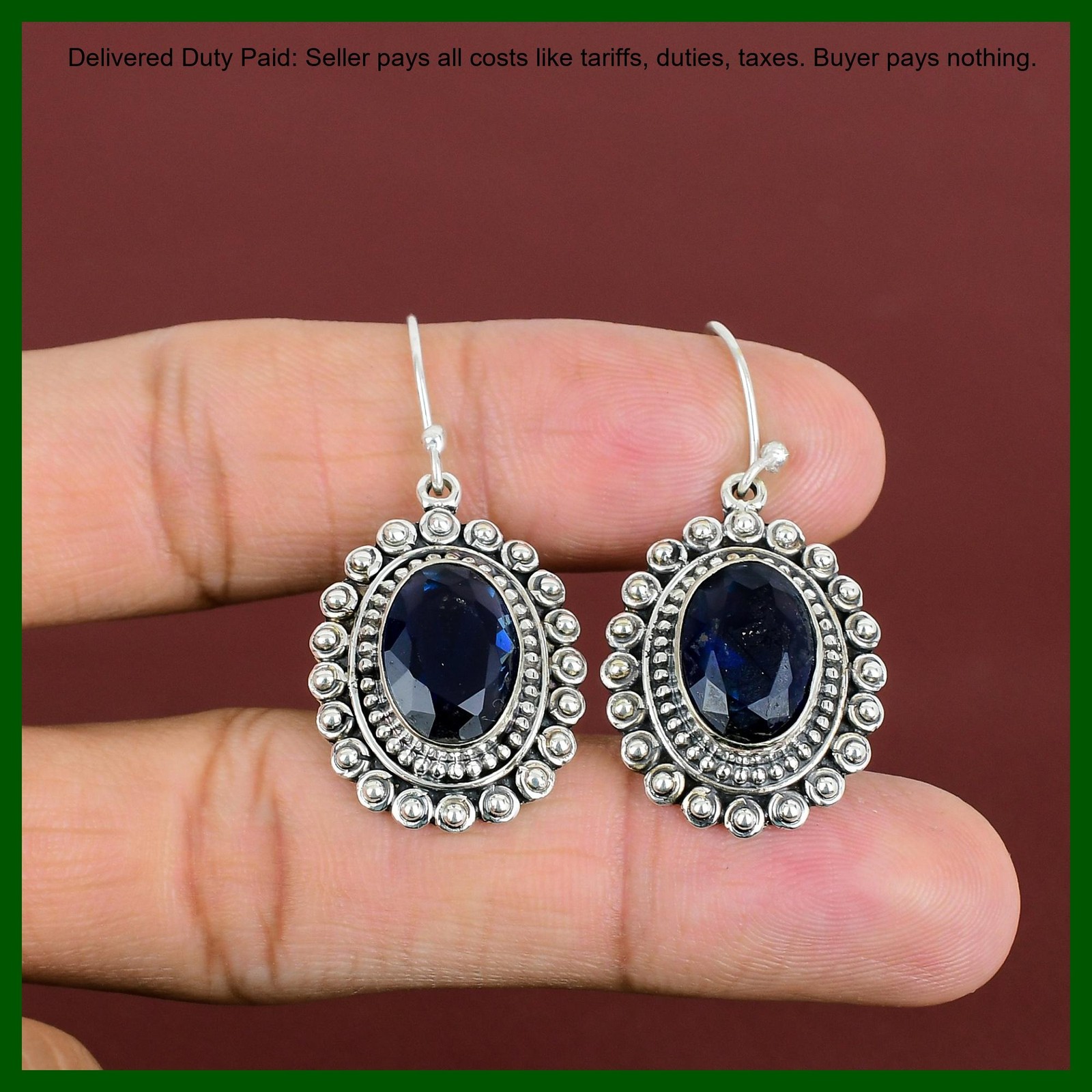 Natural Tanzanite Quartz Dangle Drop Bezel Trendy Hook New Earrings 925 Silver