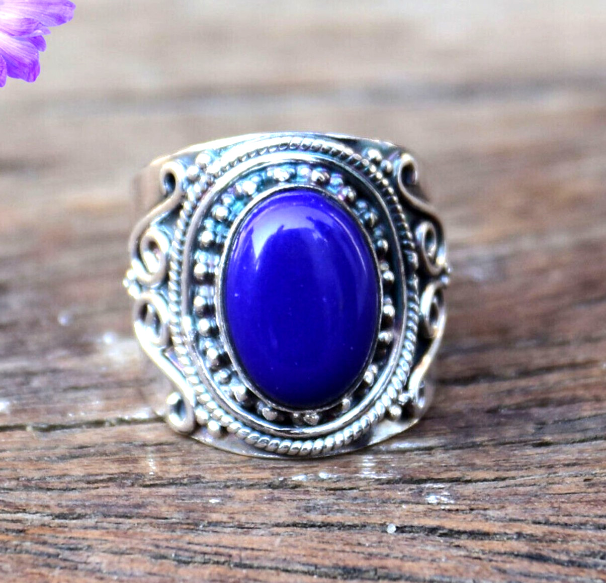 Natural Lapis Lazuli Gemstone Handmade 925 Sterling Silver Jewelry Ring All Size
