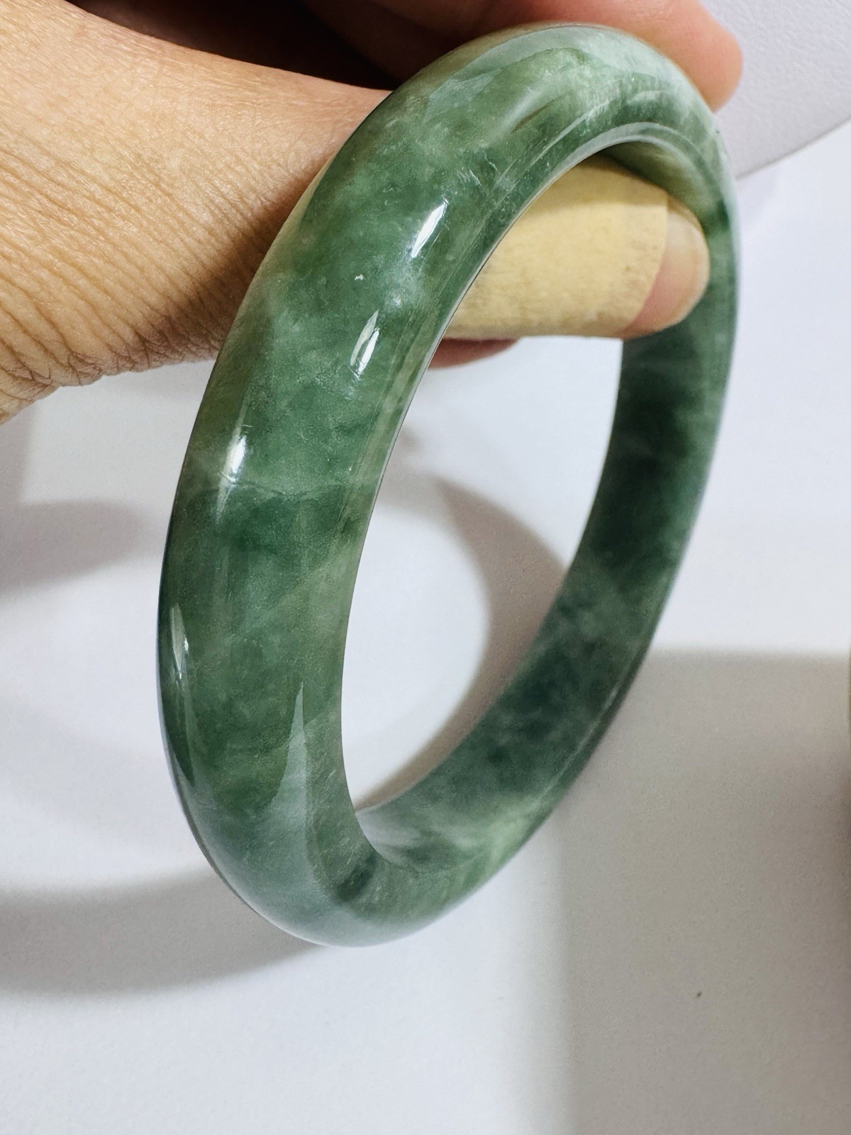 Real Burmese Jade Mint Green Bangle 5”-7” inch 15-18cm 54.9g 13mm S/M Burmese