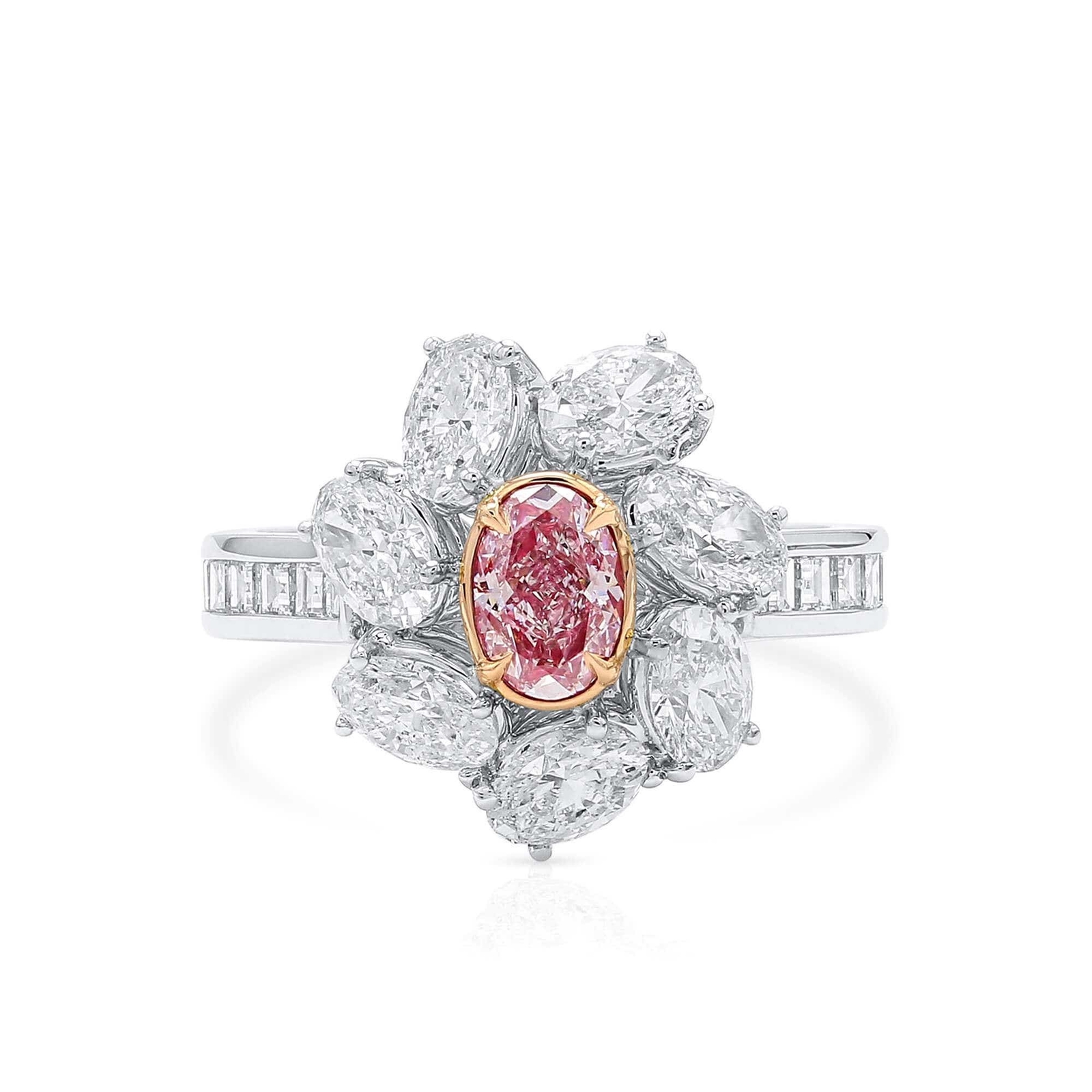 Natural Light Pink Diamond Ring 2.82 Ct Oval Cut SI2 GIA Certified 18K Gold Rare