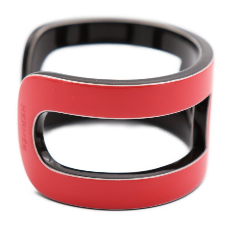 Hermes Cuff Bangle Bracelet Variation Size S Lacquer Wood Pink Black