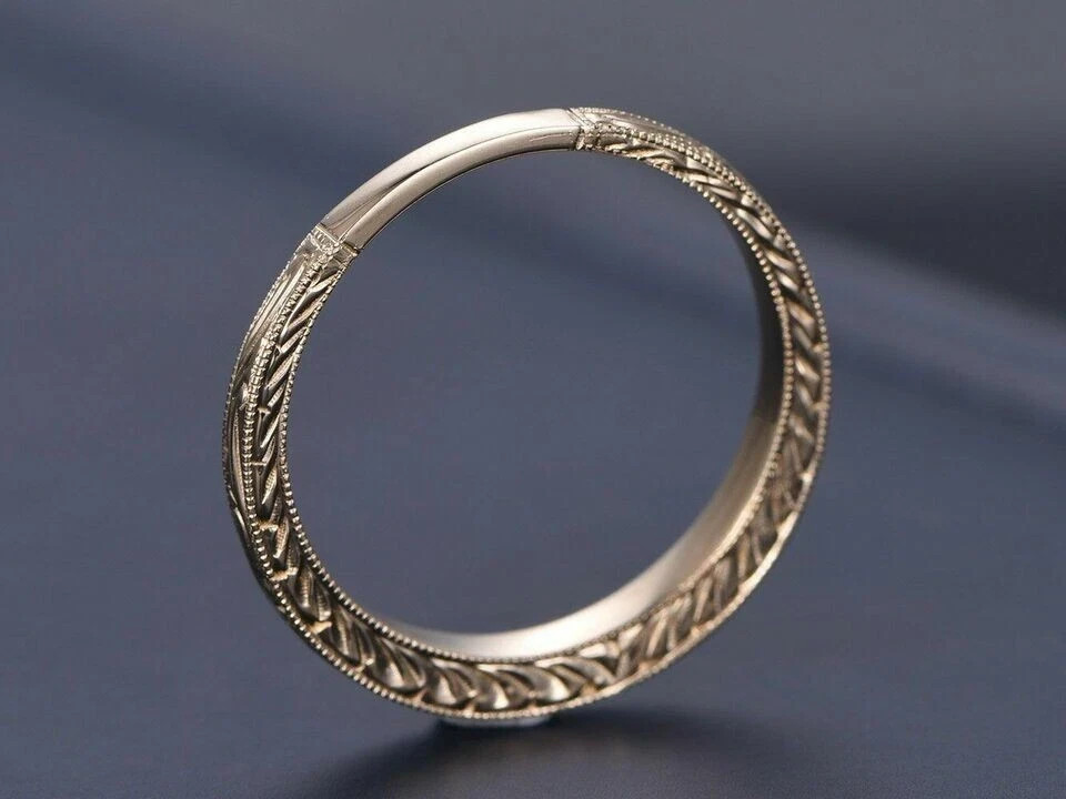 Plain Gold Anniversary Bridal Ring Stackable Band Women 14k Yellow Gold Plated