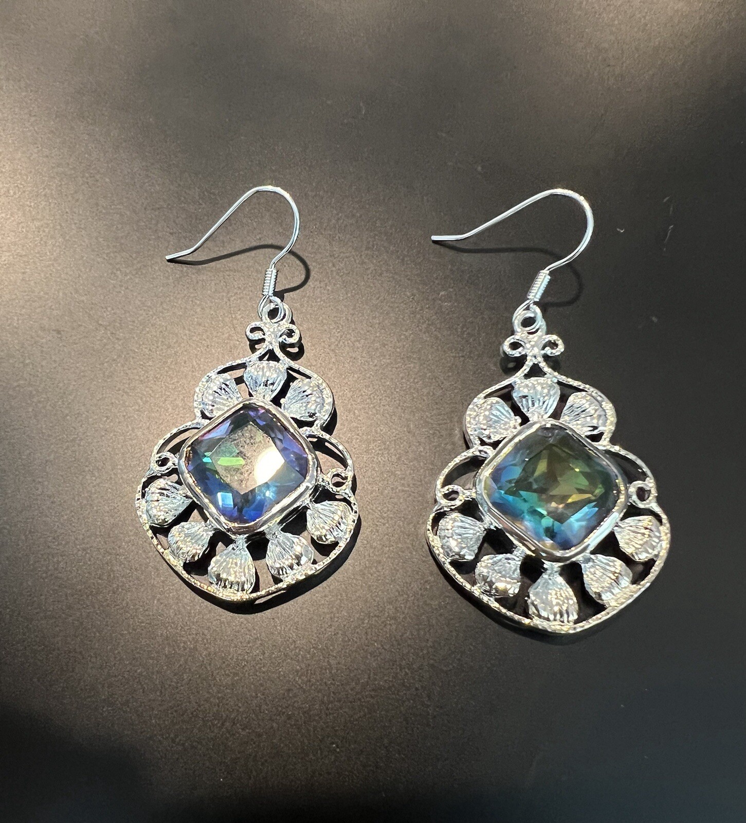 Bali-Flair Mystic Topaz Dangle Earrings Sterling Silver