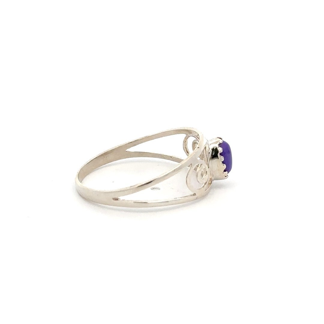 Sterling Silver Scroll Ring With Purple Stone (Size 10) 5 x 7 mm Stone