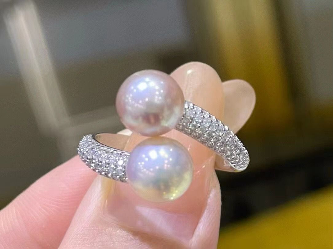 elegant7-8mm south sea round pink pearl ring 925s(t)