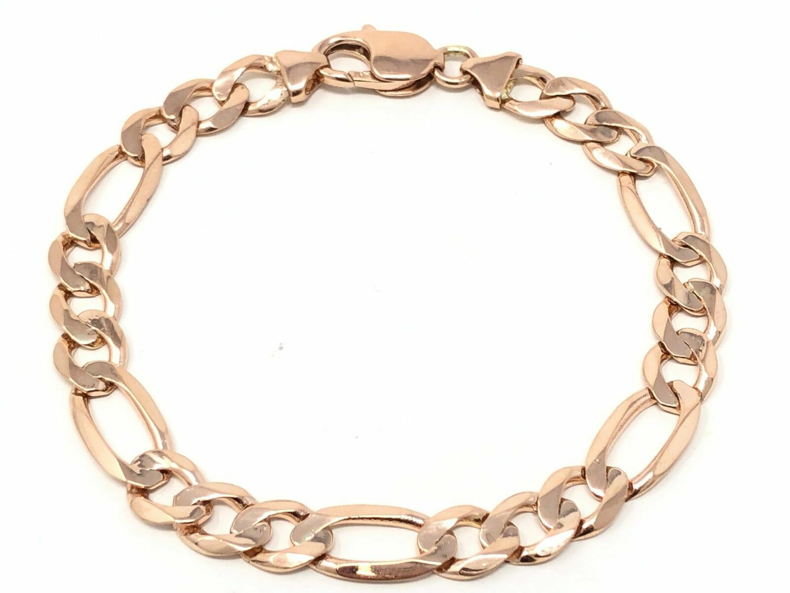 14k Rose Gold Figaro Bracelet Solid Link Chain 7″ 8.25mm 15 grams