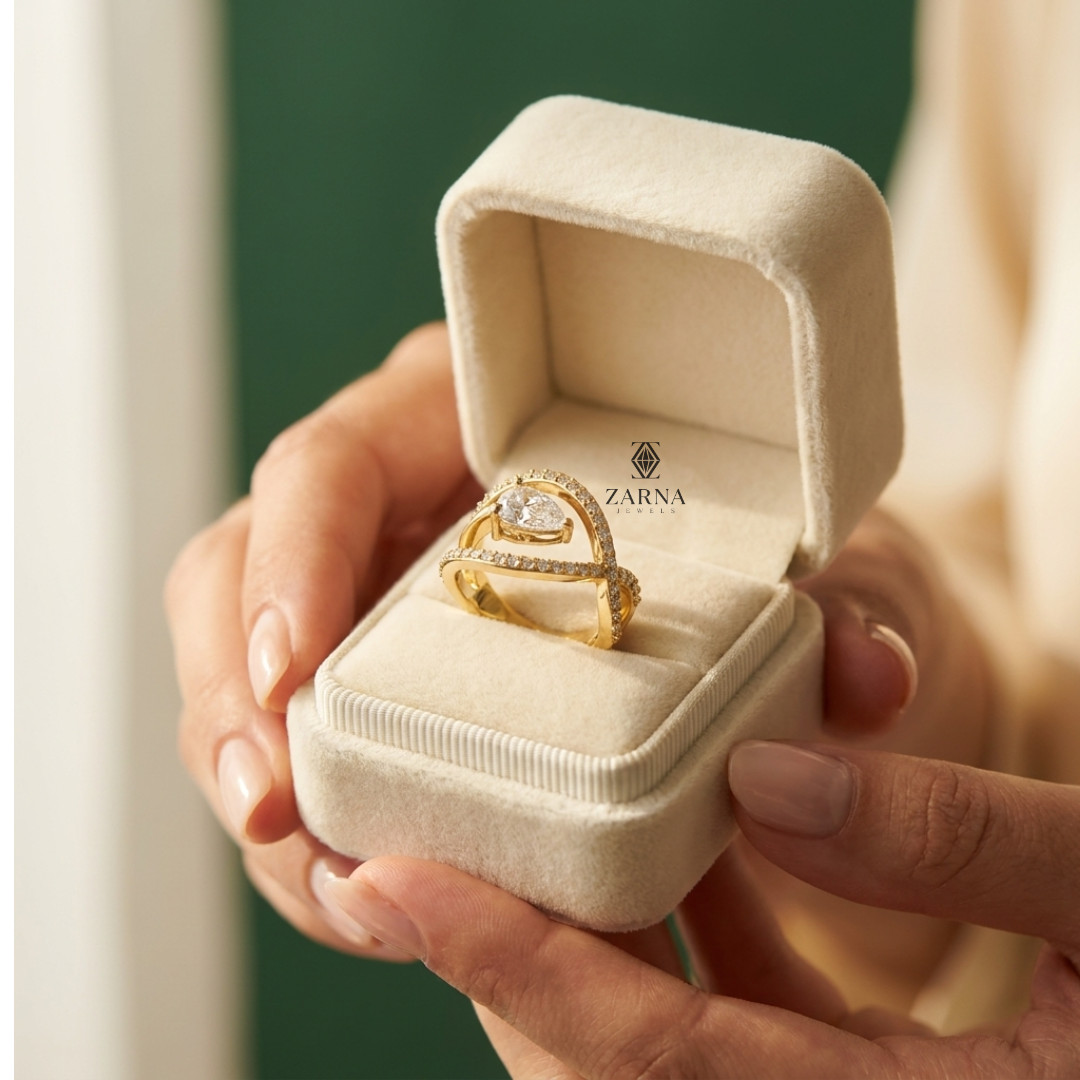 Pear Lab Grown Diamond Open Wrap Contemporary Statement Cocktail Ring For Her
