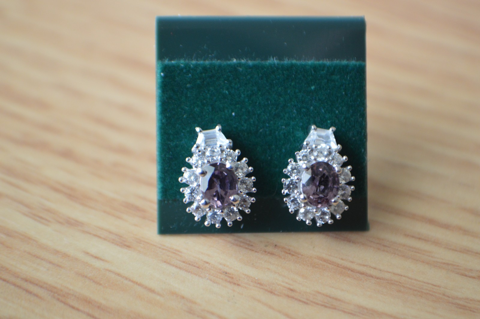 1.90ct Tanzanian Purple Spinel / Zircon Earrings Rhodium Plated over Fine Silver