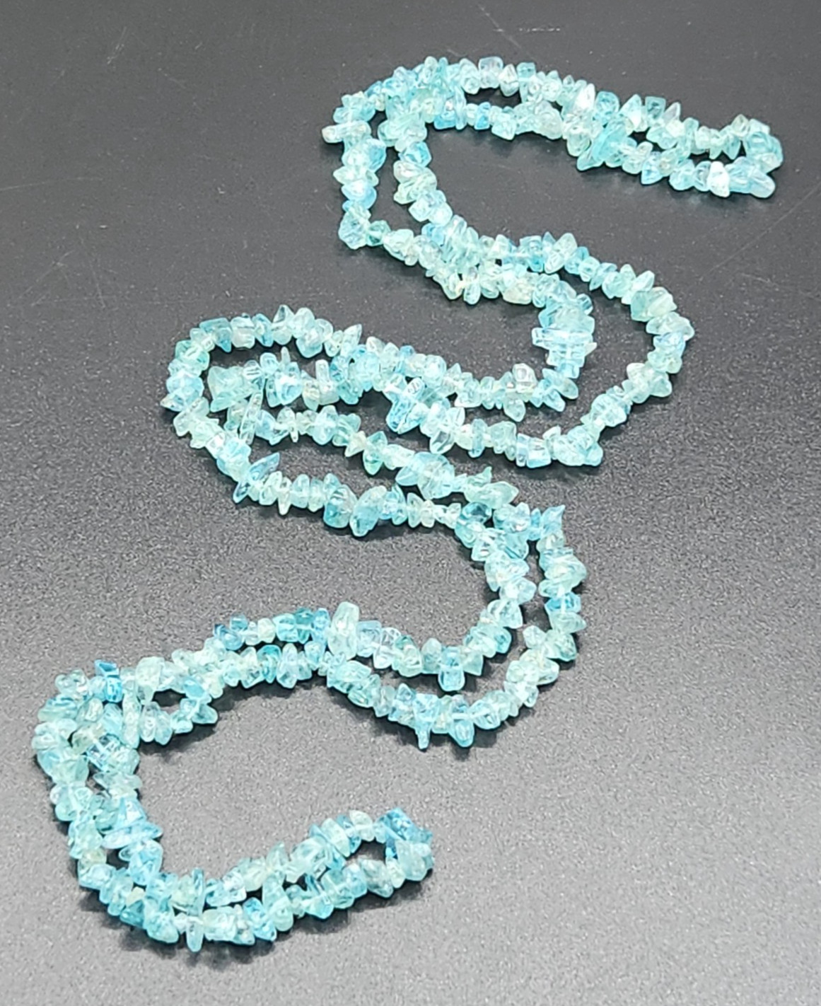 Aquamarine Small Chip Bead Necklace No Clasp