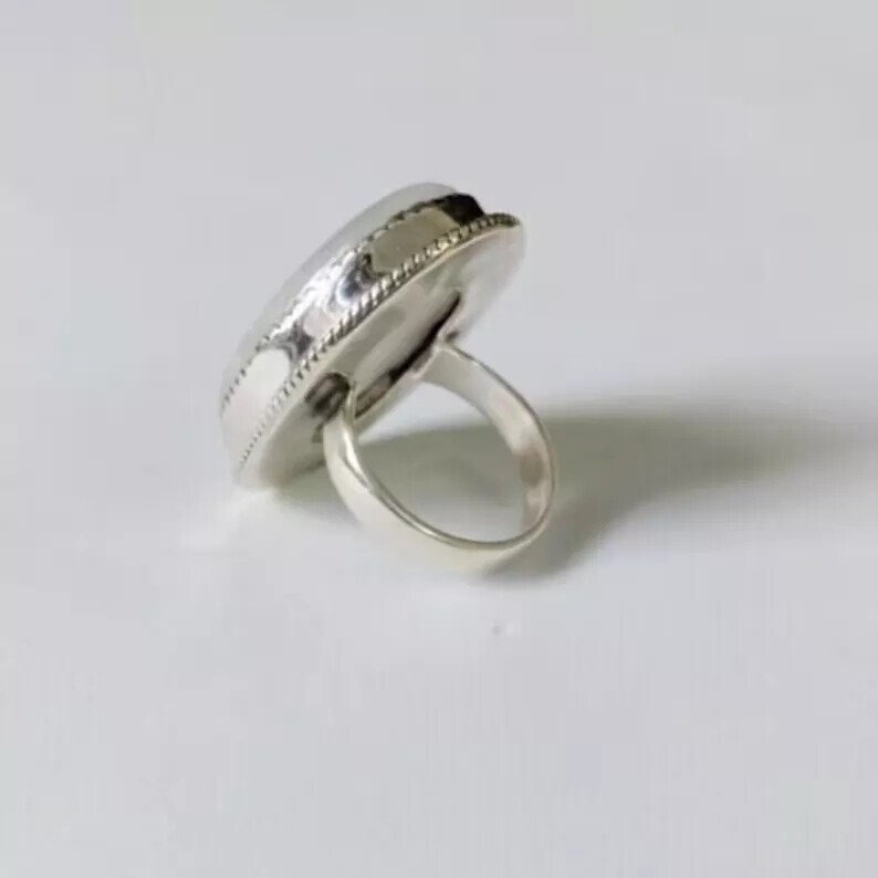 Large Moonstone Ring 925 Sterling Silver Handmade Women Gift Ring All Size C412
