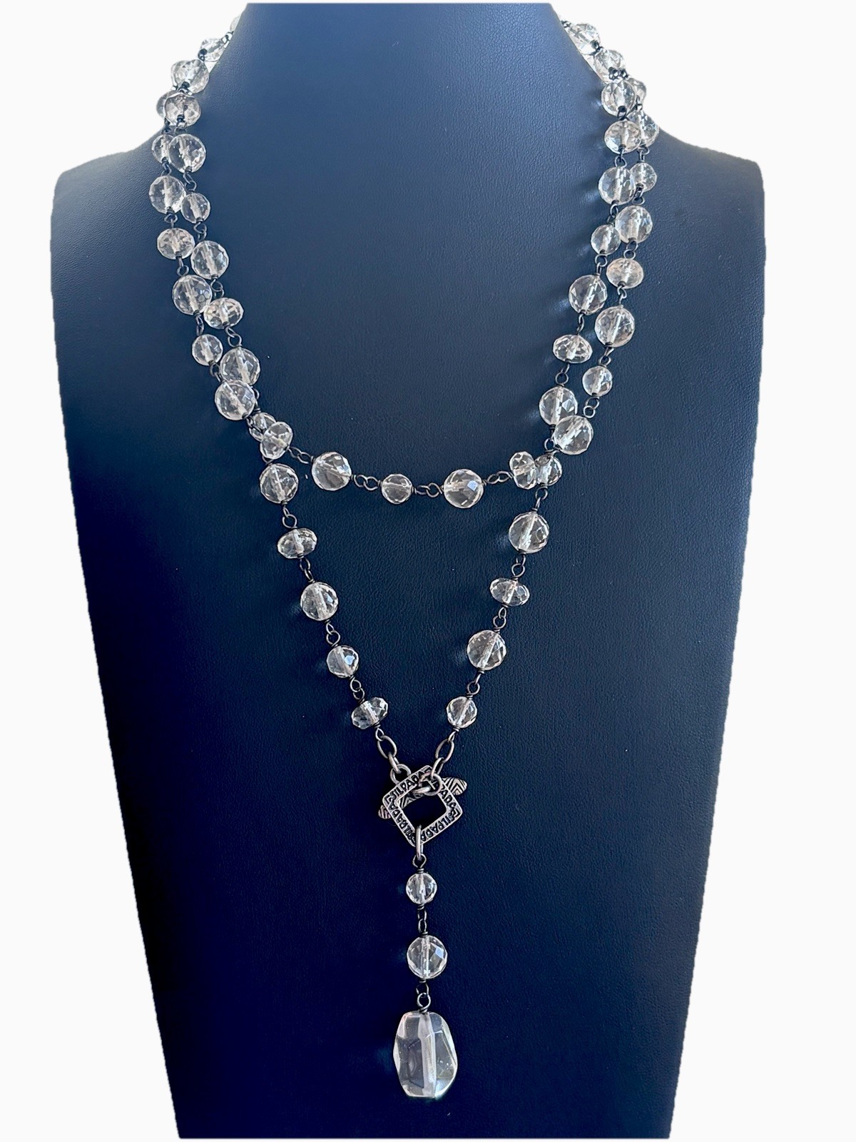SILPADA Vintage Sterling Silver Glass Crystal Toggle 35″ Necklace N1503