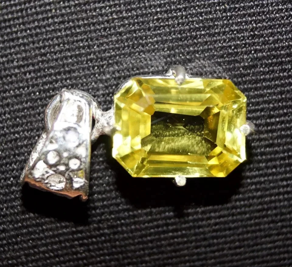 40 Ct A++ Natural Yellow Sapphire Emerald Cut 925 Solid Silver Pendant Gemstone