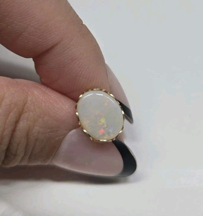 14k Solid Yellow Gold Single Stud Earring Opal Doublet 10.5mm*8.7mm
