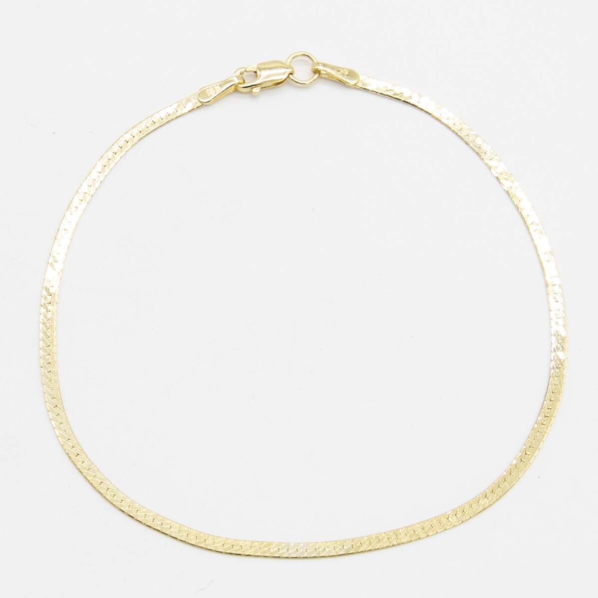 1.6mm Herringbone Chain Thin Bracelet 14K Real Yellow Gold