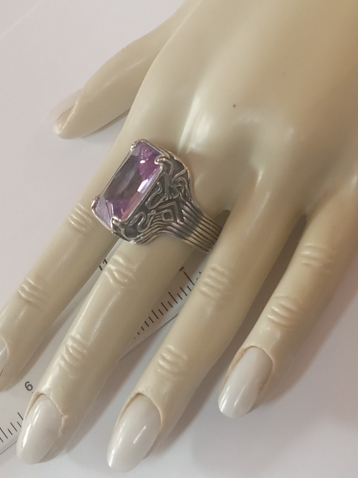 SILPADA 925 LARGE RECTANGLE VIOLET CZ RING 8 X 22MM SIZE 9