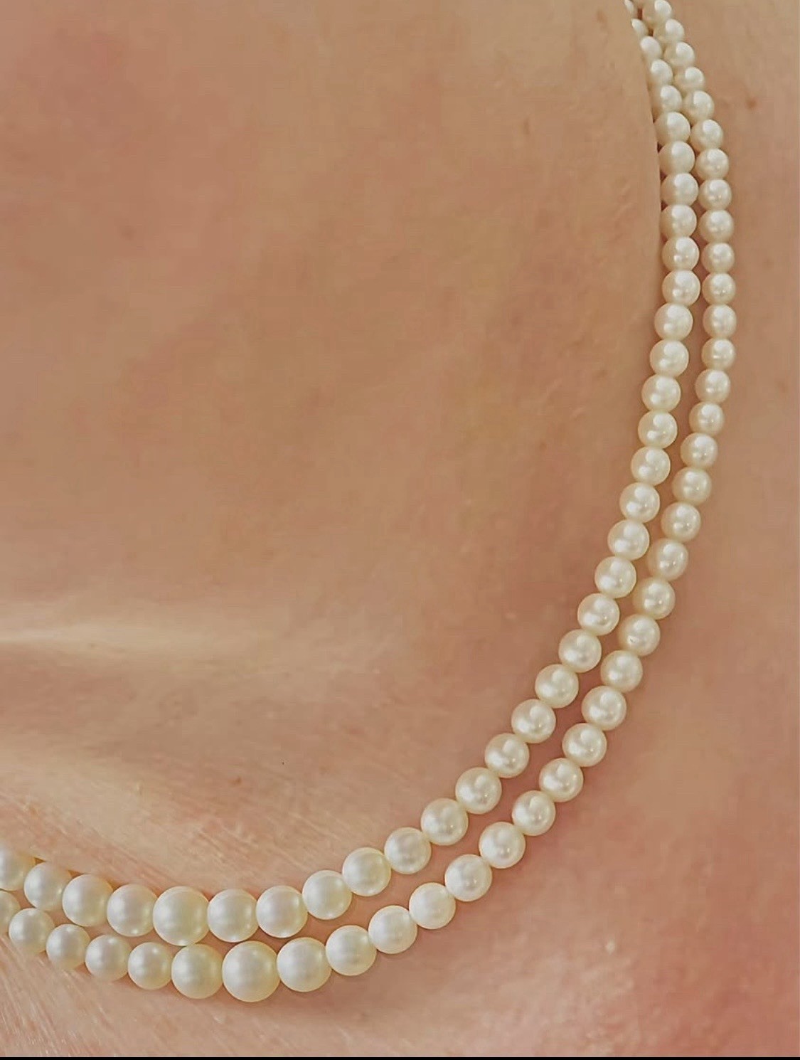 Mikimoto Double-Strand Akoya Cultured Pearl Necklace 17-17.5in 925 Box