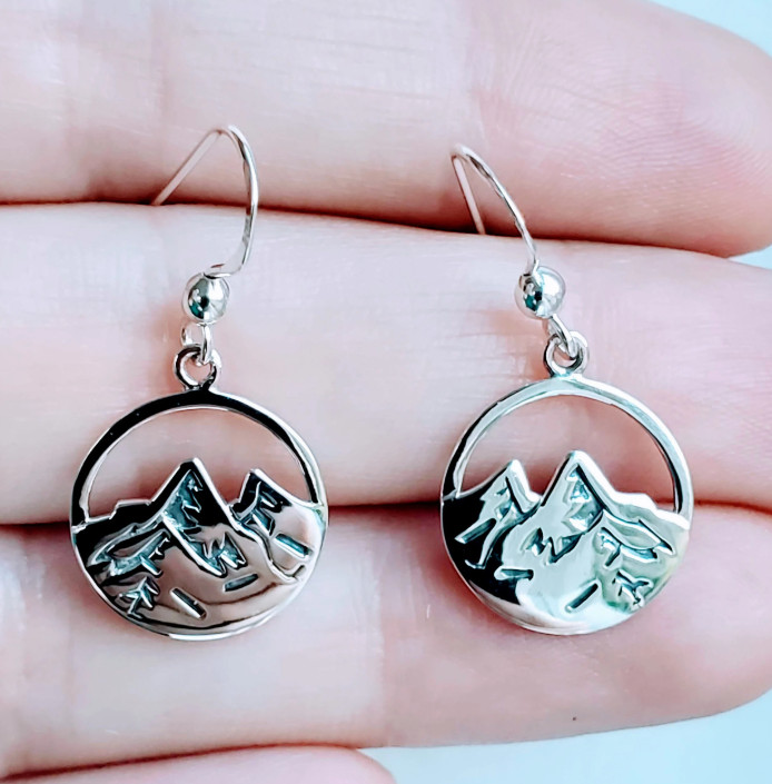 Mountain Sterling Silver Drop Earrings – 925 Silver Gift for Nature Lovers