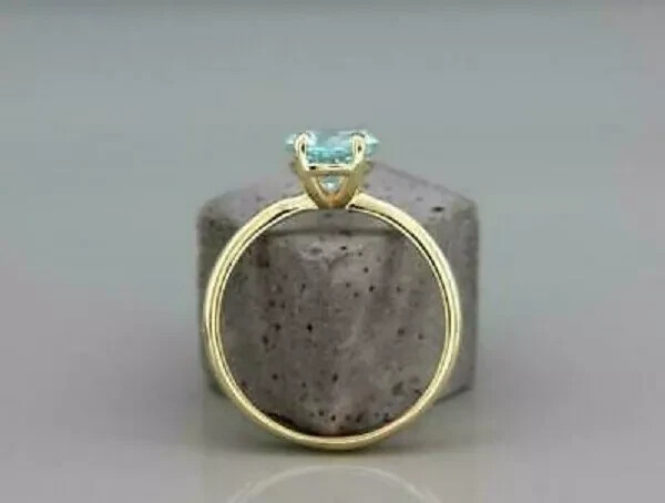 1.50Ct Oval Cut Lab Created Aquamarine Engagement Ring 14k Yellow Gold Plated