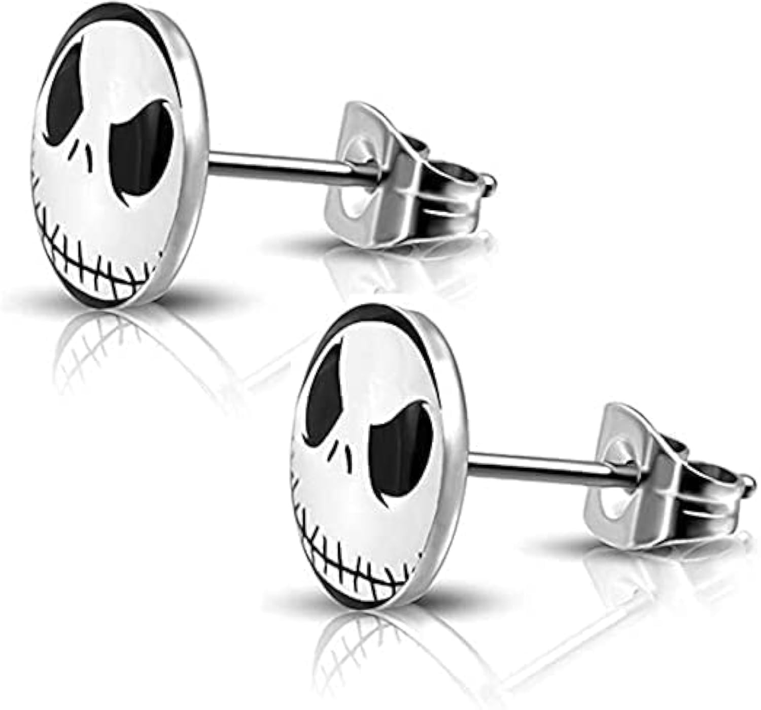 316L Surgical Stainless Steel Jack Skellington Round Circle Button Stud Pos – 02