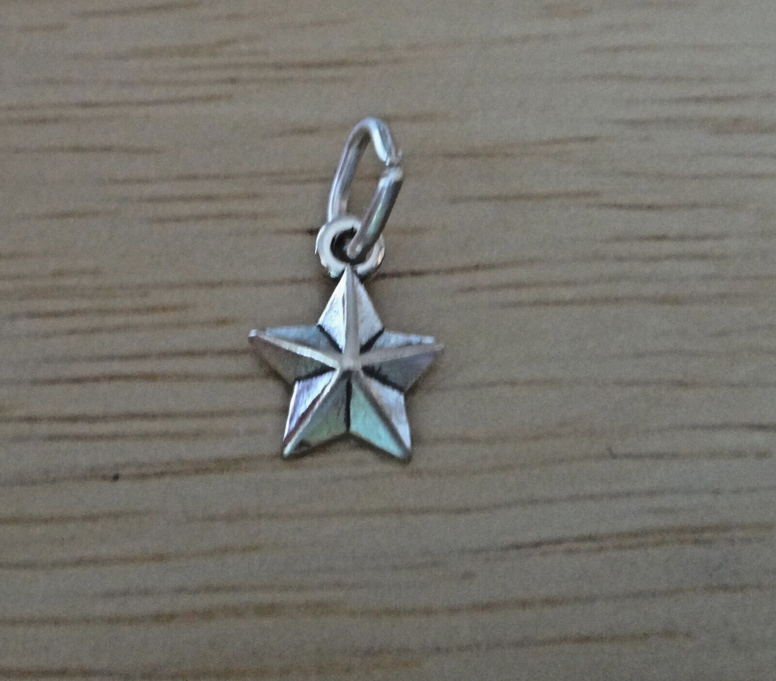 Sterling Silver TINY 9x7mm 5 Point Detailed Star Charm