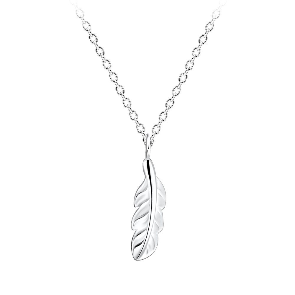 45cm Silver Feather Necklace – 925 Sterling Silver