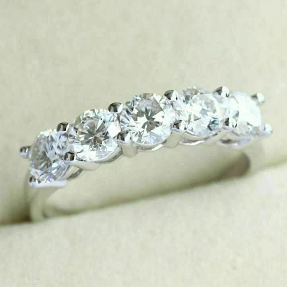 2.50Ct Round Cut Natural Diamond Solid 950 Platinum Luxury Eternity Band Rings