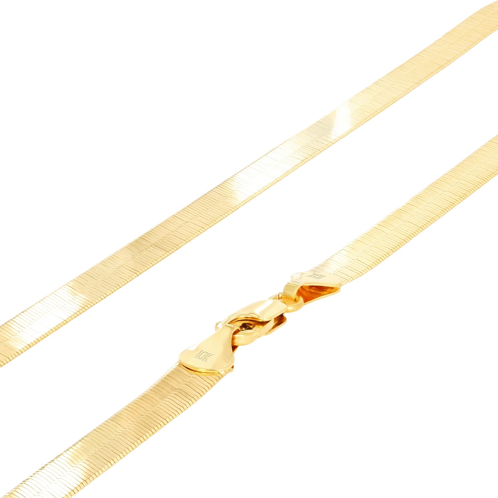10K Yellow Gold Solid 3mm-9mm Flat Herringbone Chain Necklace Women Men 16″- 24″