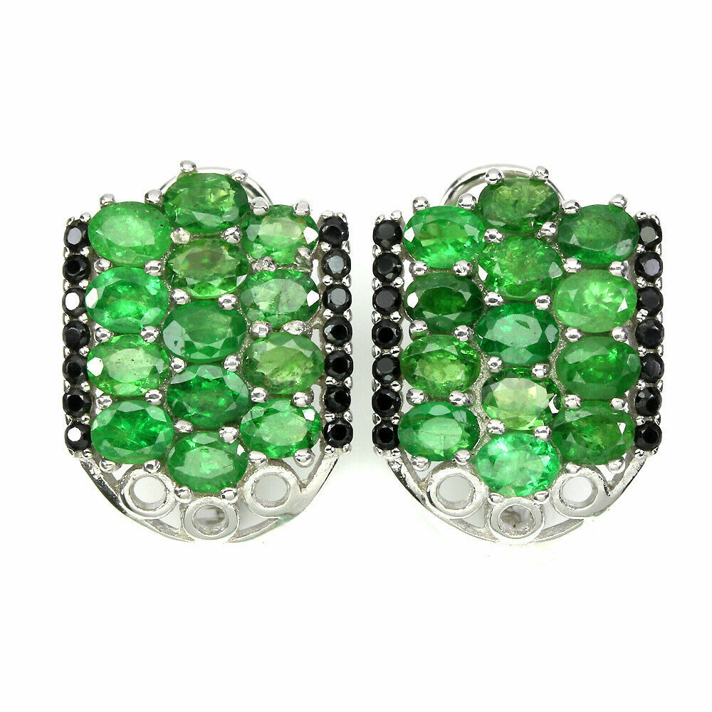 Shola Genuine Natural Green Tsavorite Earrings Sterling Silver E121