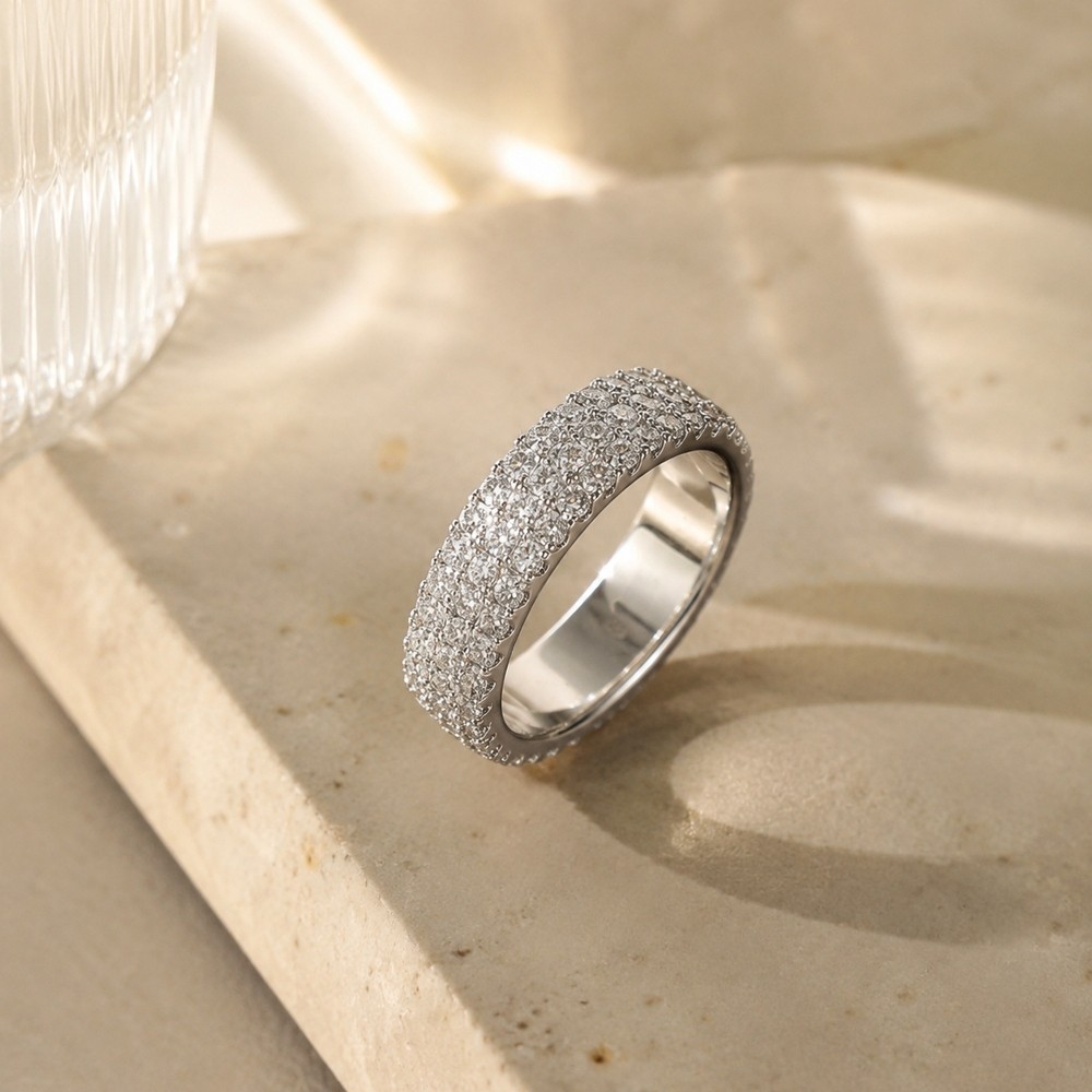 10K Solid Gold Lab Grown Diamond Eternity Ring, Wedding Ring