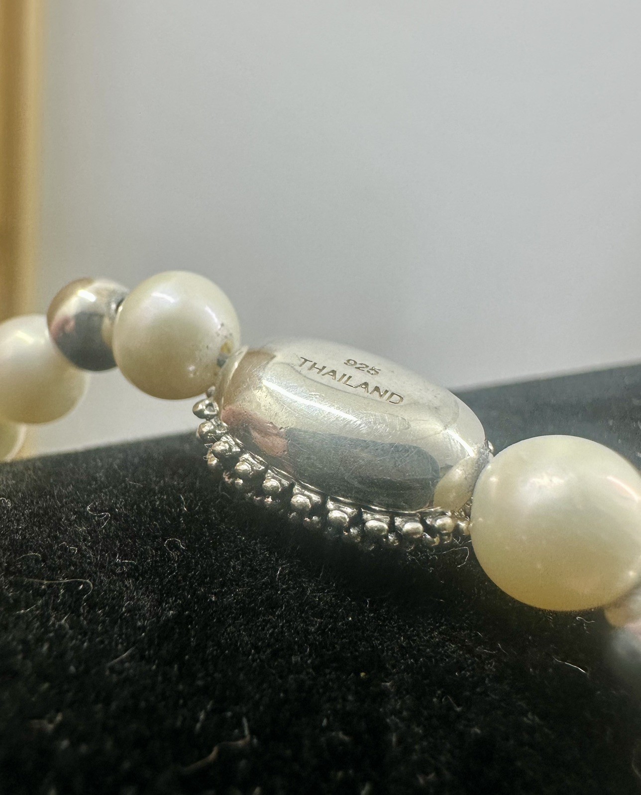 Michael Dawkins Sterling Silver Pearl Bracelet Magnetic Closure 7.5″