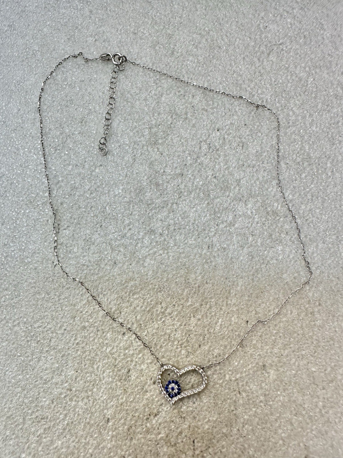.925 Sterling Gem Fixed HEART Pendant 18” Necklace