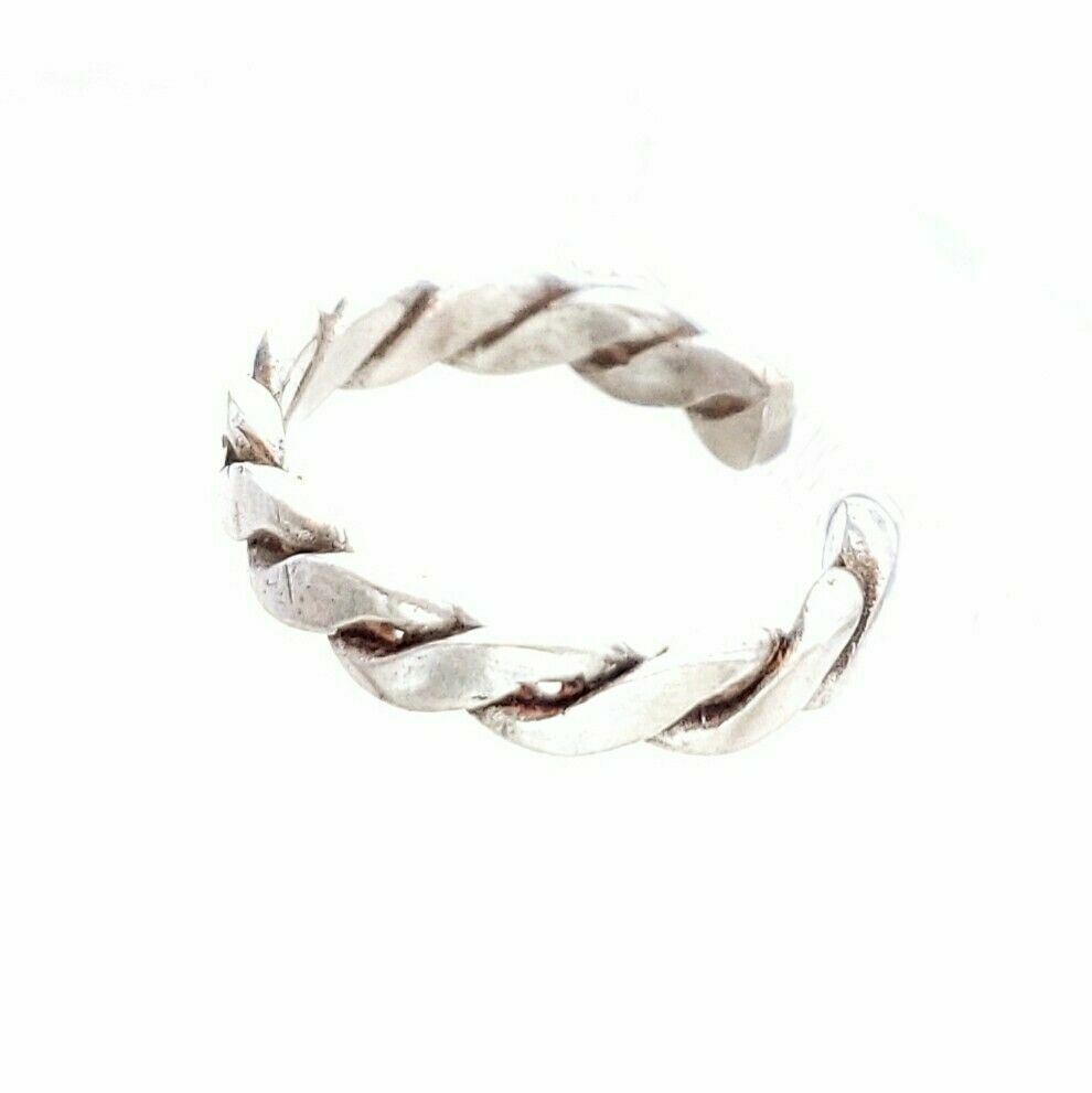 .925 Solid Sterling Silver Braided Twist Toe Ring – Adjustable One Size Fits All