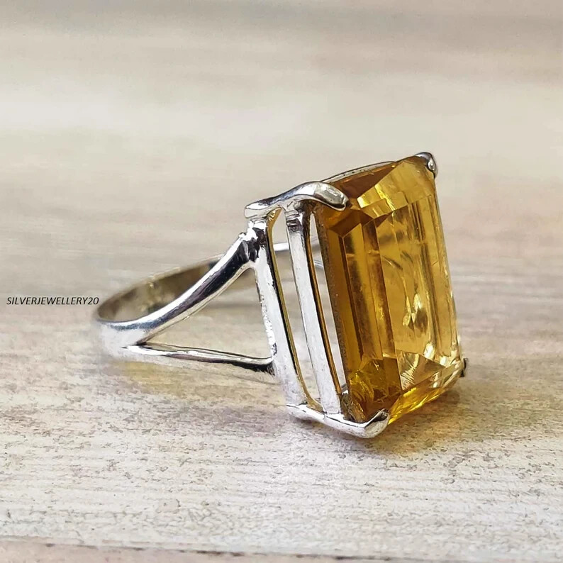 Natural citrine ring, Sterling Silver, cocktail ring, alternative , All Size