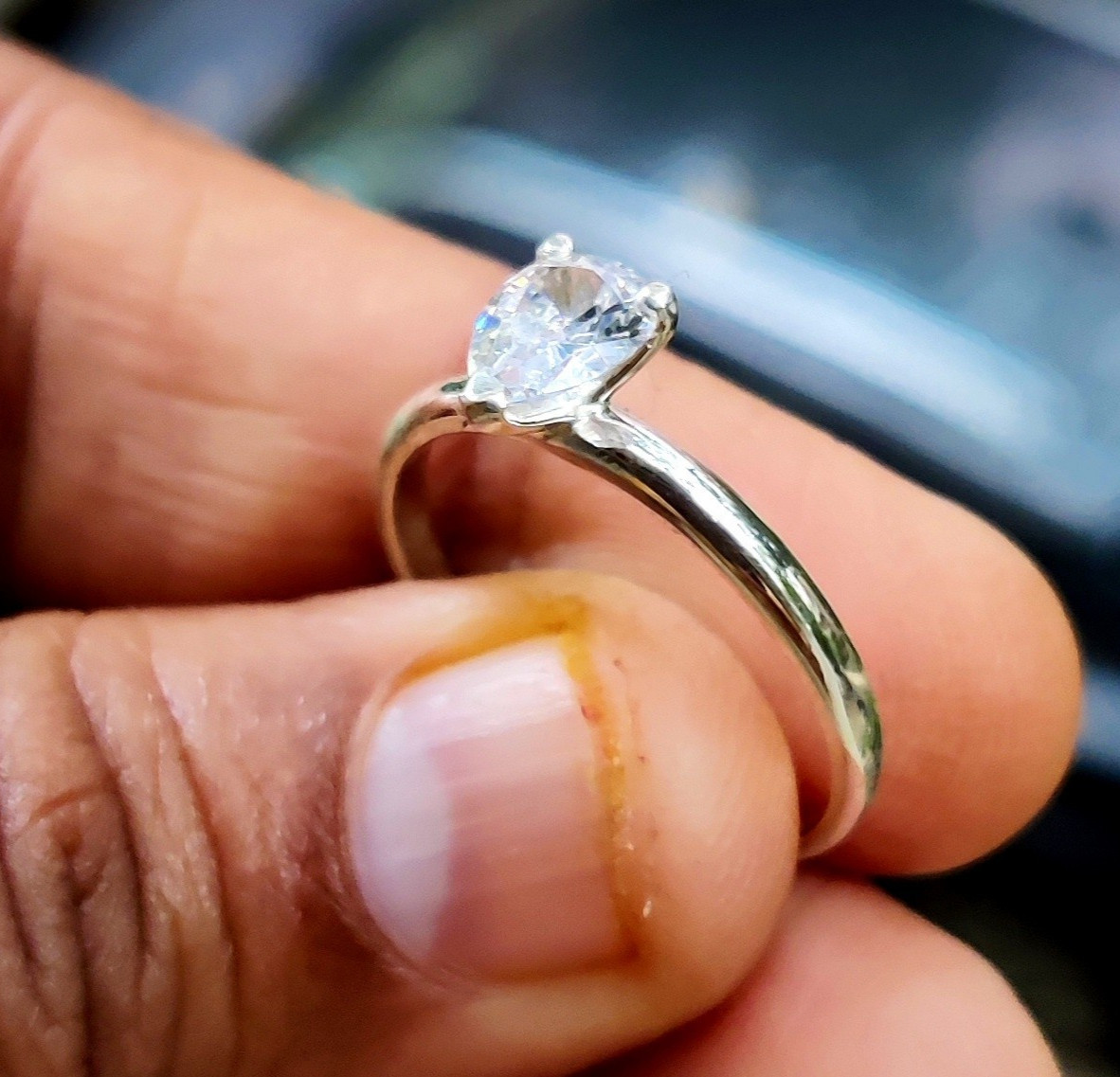 1.20Ct Pear Cut Lab Created Diamond Engagement Ring 14K White Gold Plated Silver