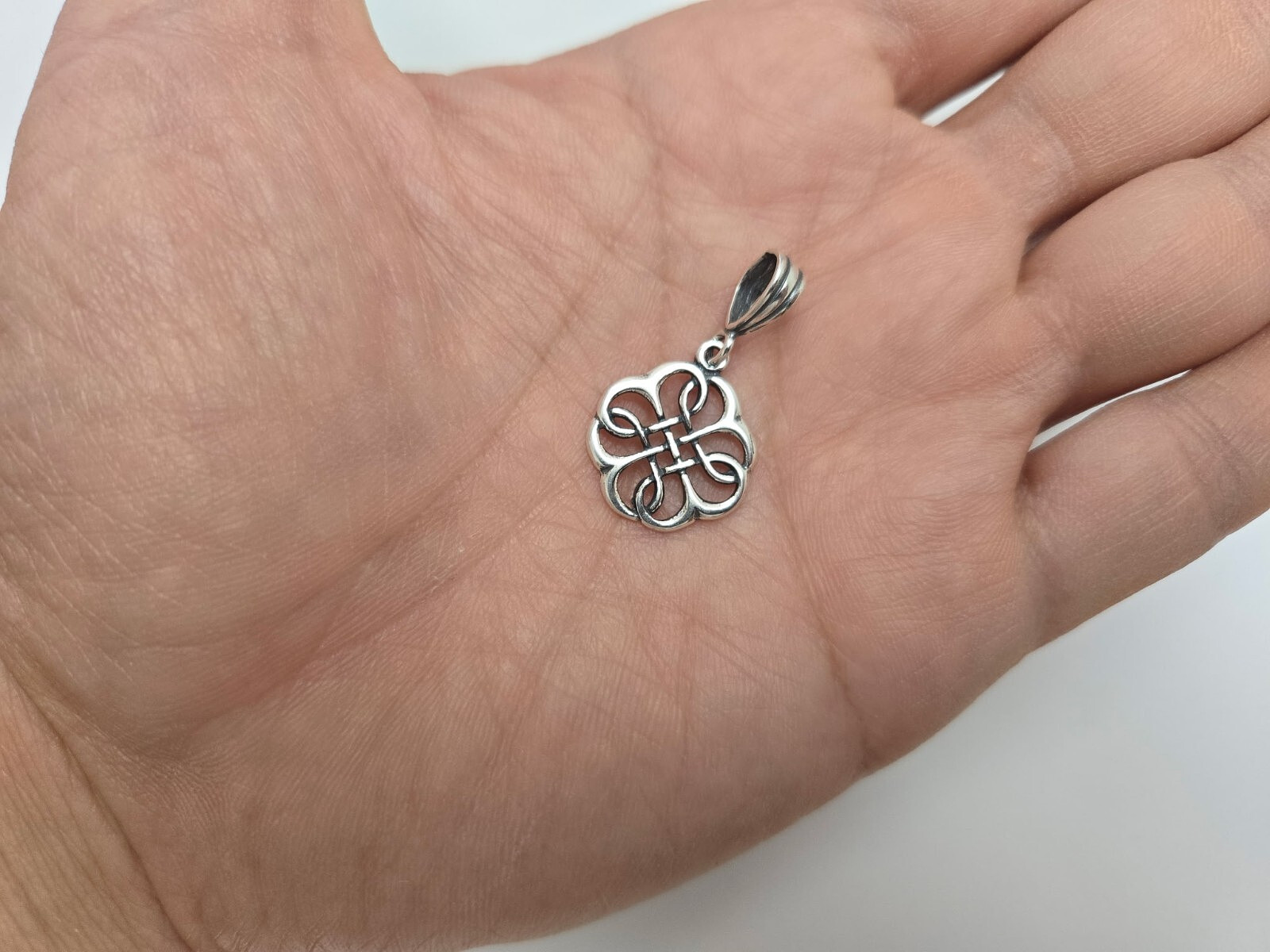 925 Sterling Silver Large Celtic Shield Knot Pendant 3/4 (19mm) Inch Tall