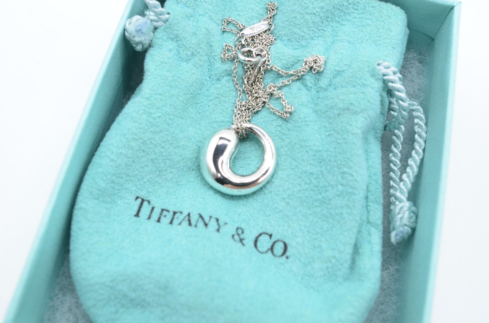 Tiffany & Co Sterling Silver Eternal Circle Necklace 17in Pendant wBox