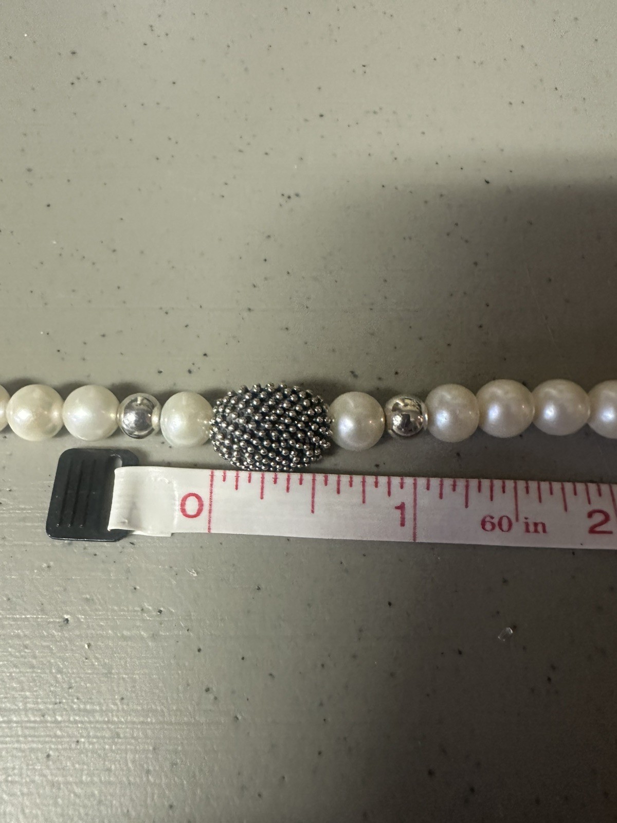 Michael Dawkins Sterling Silver Pearl Bracelet Magnetic Closure 7.5″