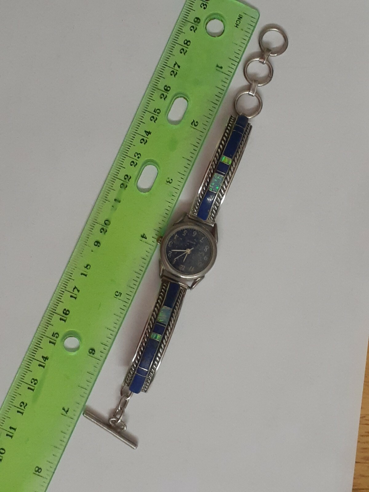 B. Johnson sterling silver 925 Blue Lapis Opal Inlay Watch Cinnabarr