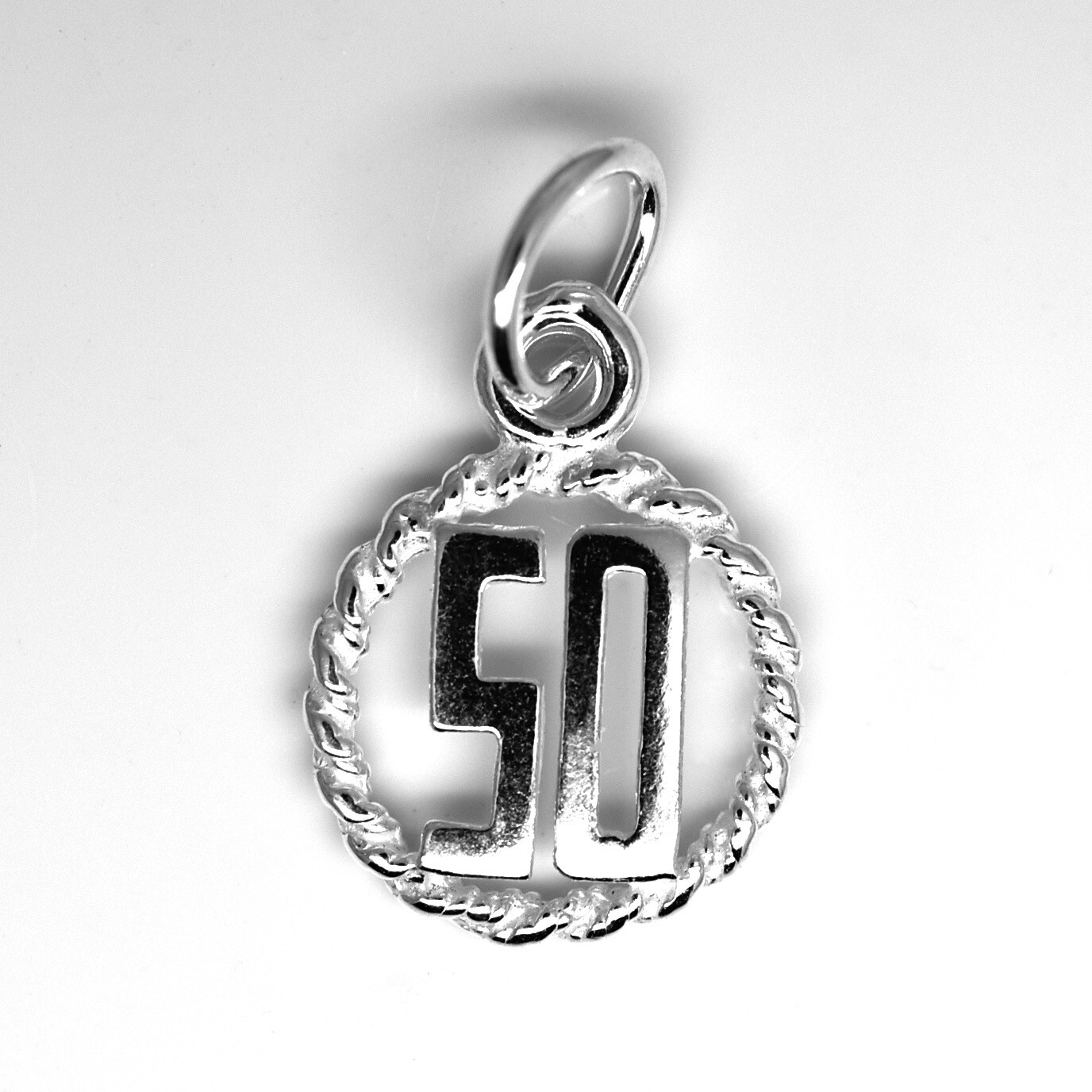 50th Birthday Anniversary 50 Fifty Fiftieth Charm Pendant STERLING SILVER