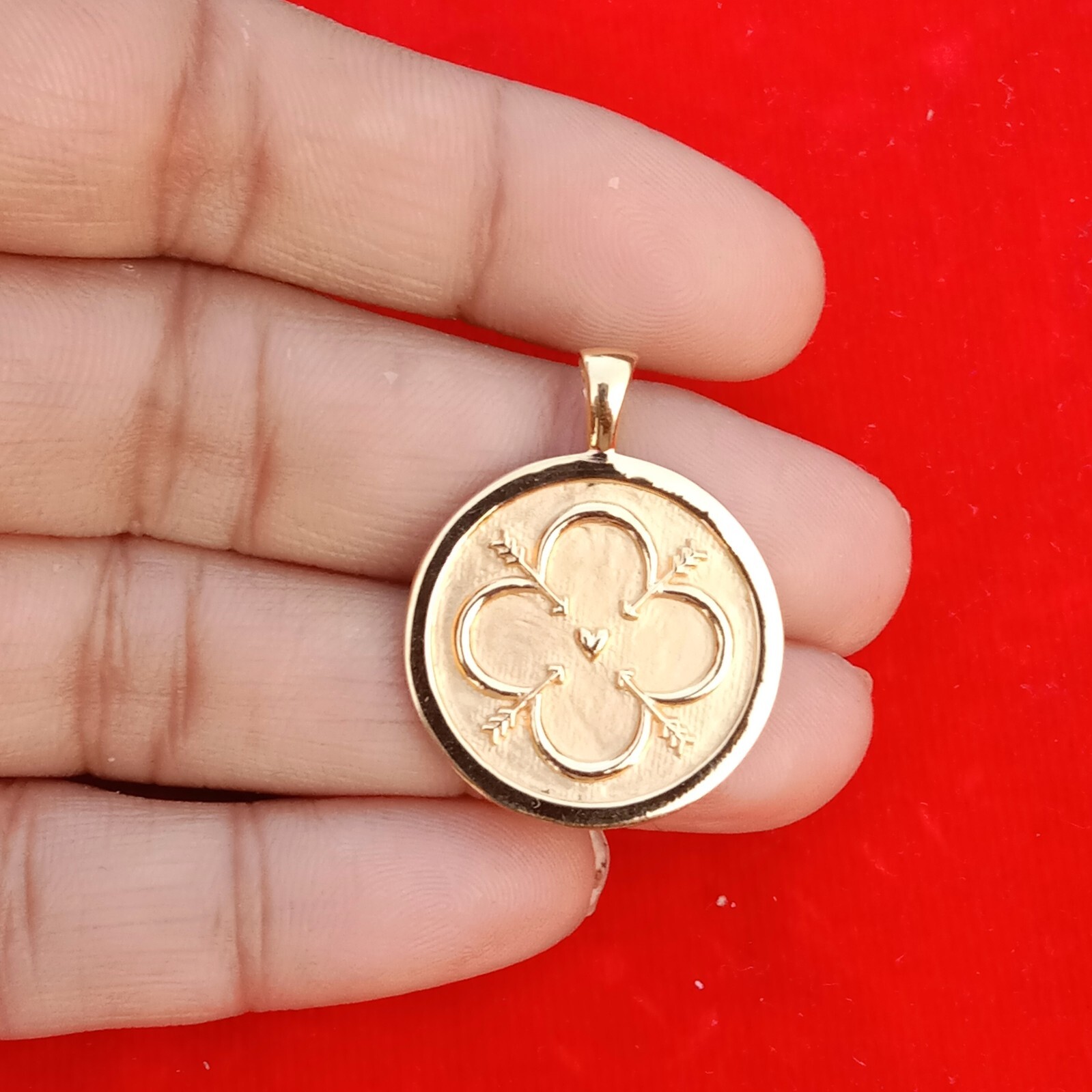 1 Pc Diamond Pave Flower With Round Necklace Pendant 925 Sterling Vermeil Jewelr