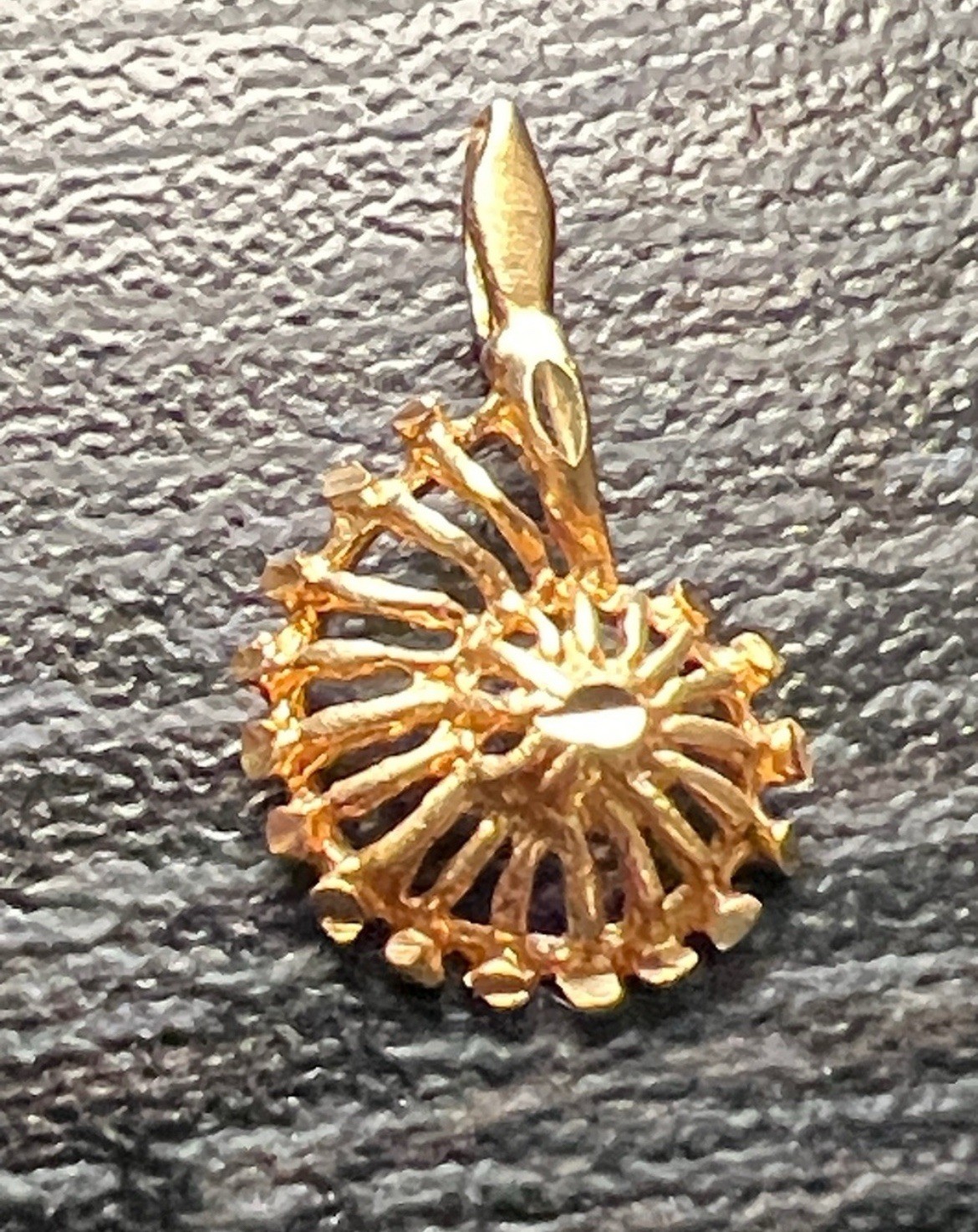VTG 14k Solid Yellow Gold Nautilus Conch Shell Seashell Necklace Charm Pendant