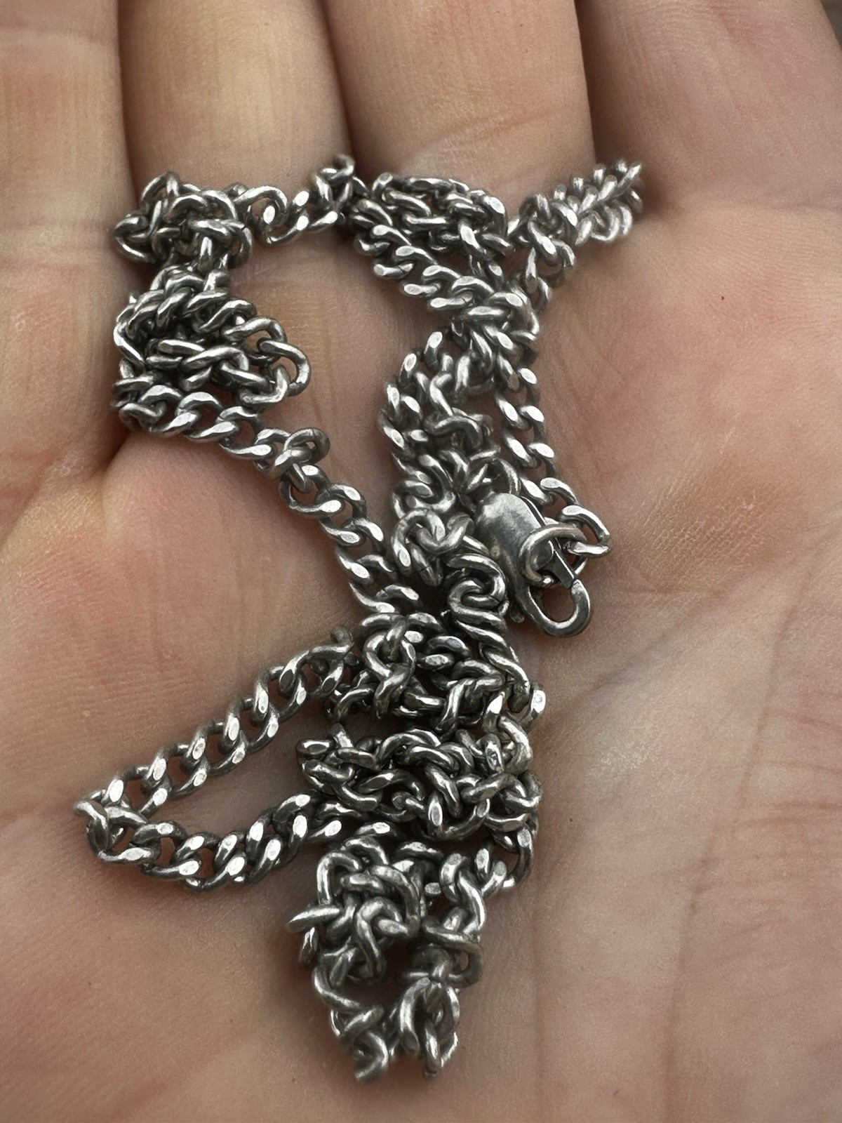 .925 Sterling Silver 21.5” Curb Chain Link Necklace Hallmarked Ship Worldwide